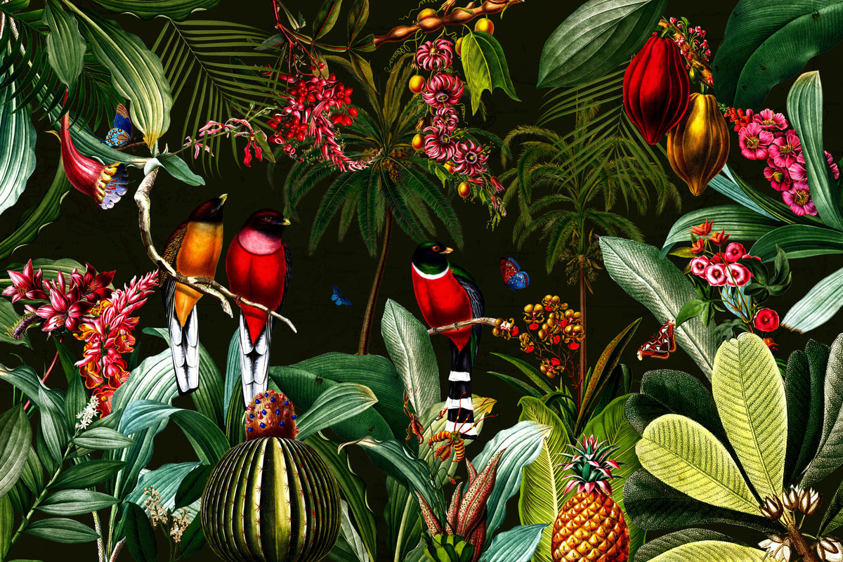 Tropical Vintage Night Paradise Wall Mural in your room