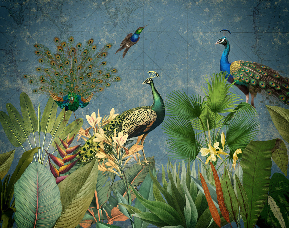 Vintage Peacock Paradise Wall Mural