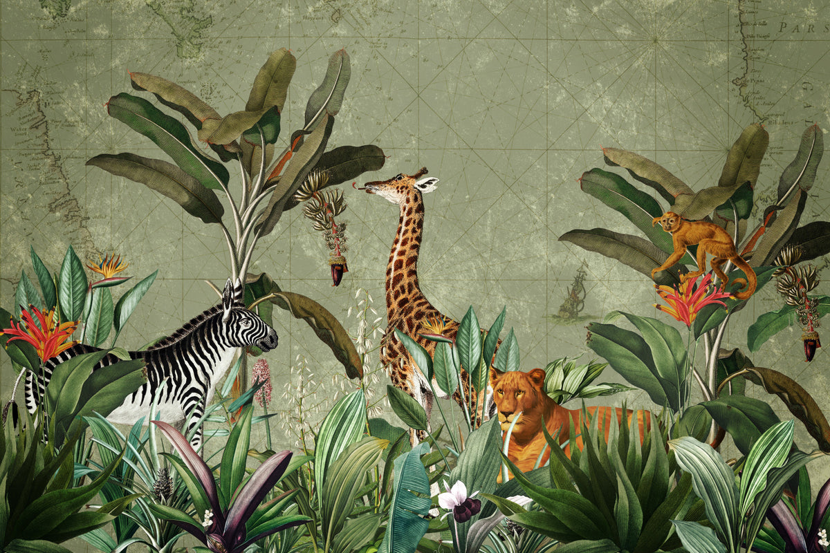 Vintage Safari Expedition Wall Mural