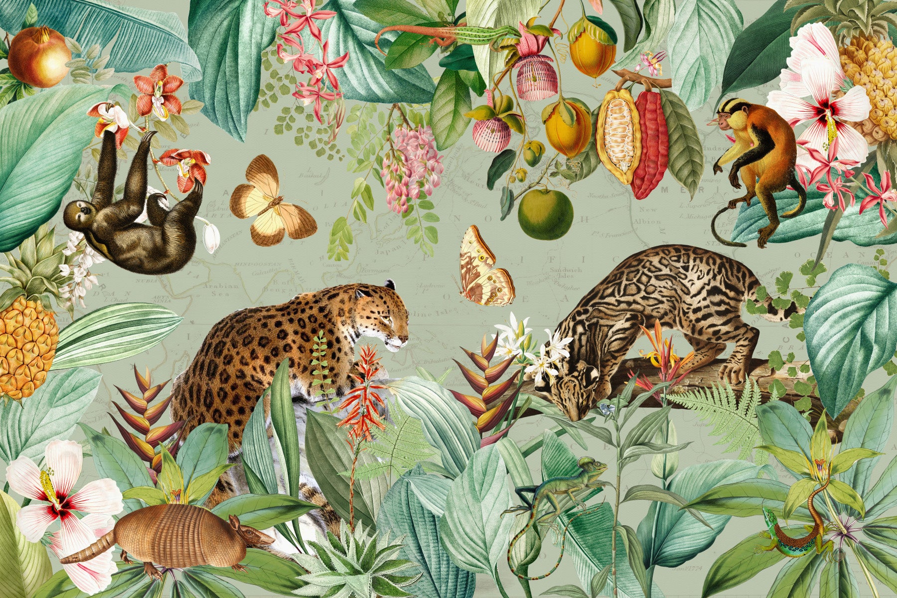 Tropical Vintage Expedition 1 Wall Mural