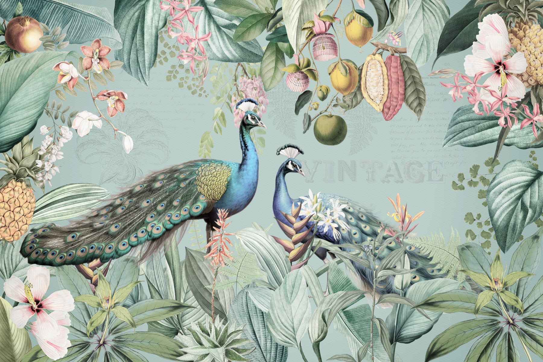 Vintage Tropical Paradise Wall Mural