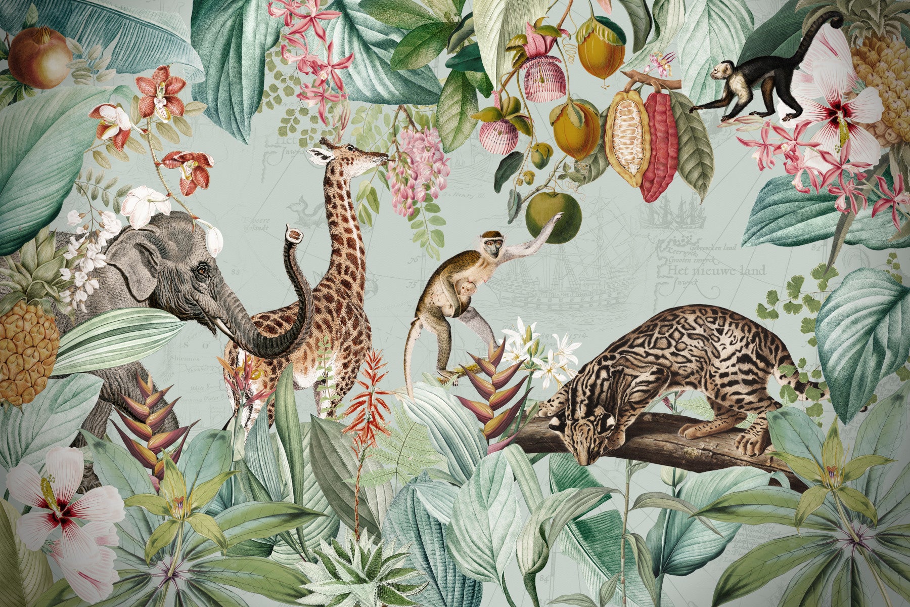 Whispers of the Wild A Tropical Vintage Expedition Wall Mural