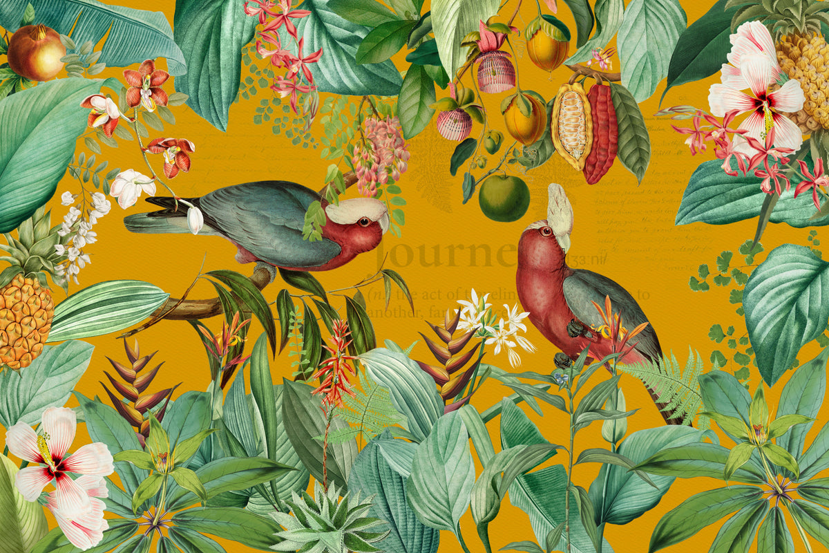 Vintage Tropical Journey Wall Mural in your room — zoomed