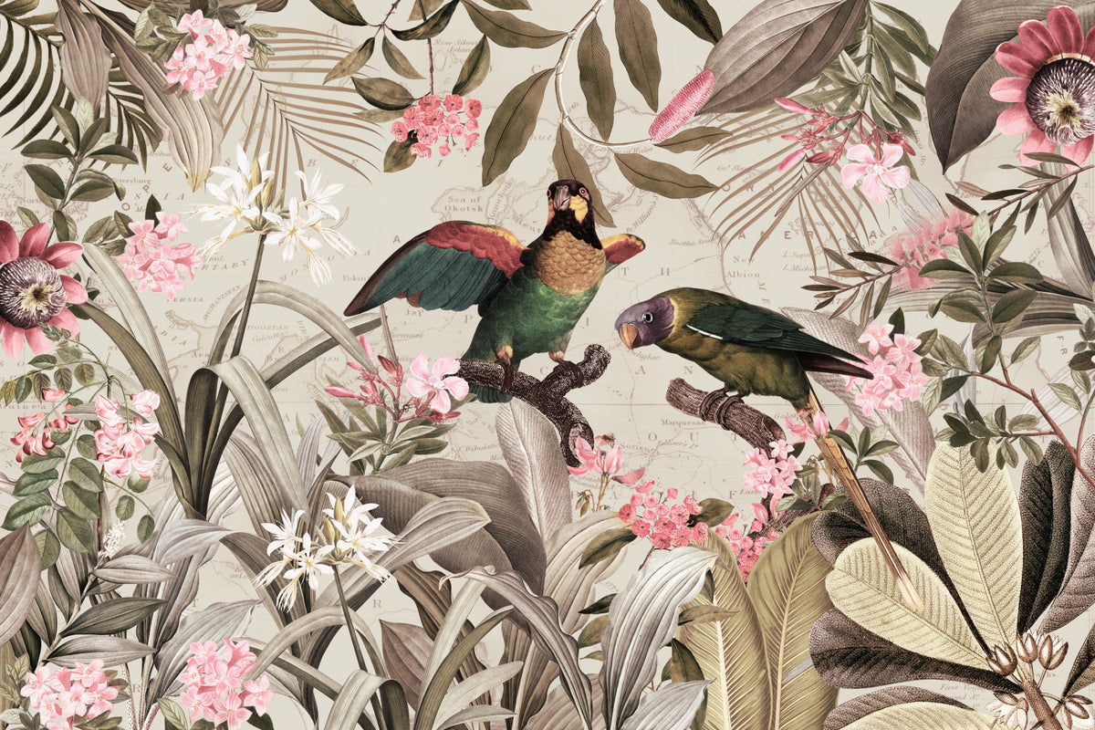 Vintage Voyage In Tropical Rainforest Wall Mural in your room