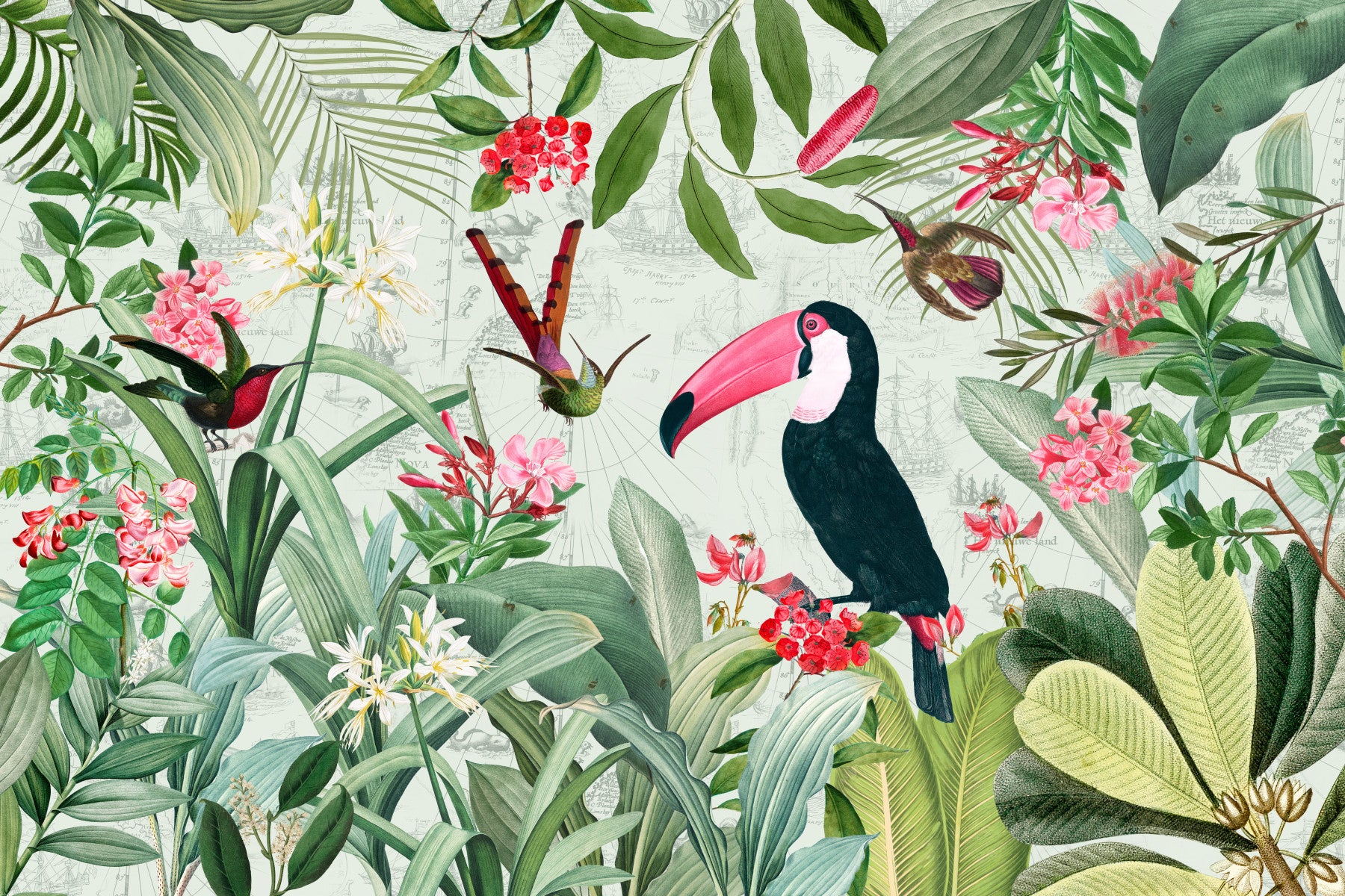 Exotic Vintage Eden Wall Mural in your room — zoomed