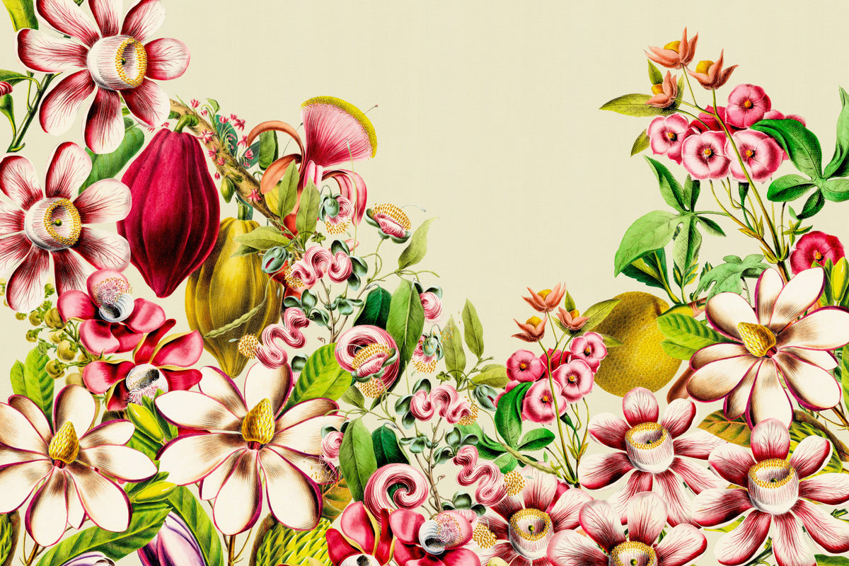 Vintage Botanical Garden Wall Mural in your room — zoomed