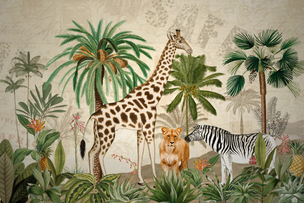 Vintage African Oasis Wall Mural in your room