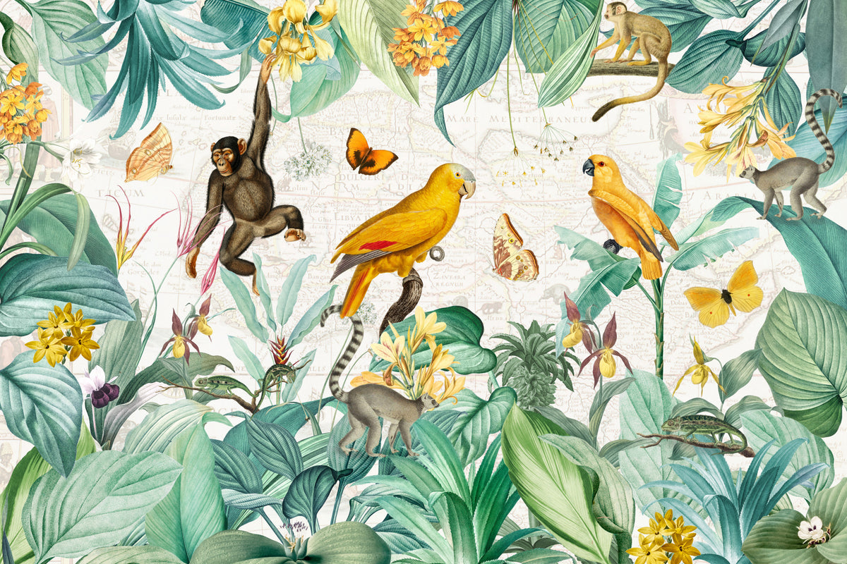 Vintage Jungle Paradise 2 Wall Mural in your room