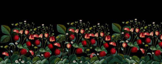 Midnight Strawberry Garden Wall Mural