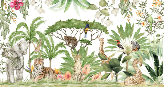 Watercolor Wildlife Oasis Wall Mural