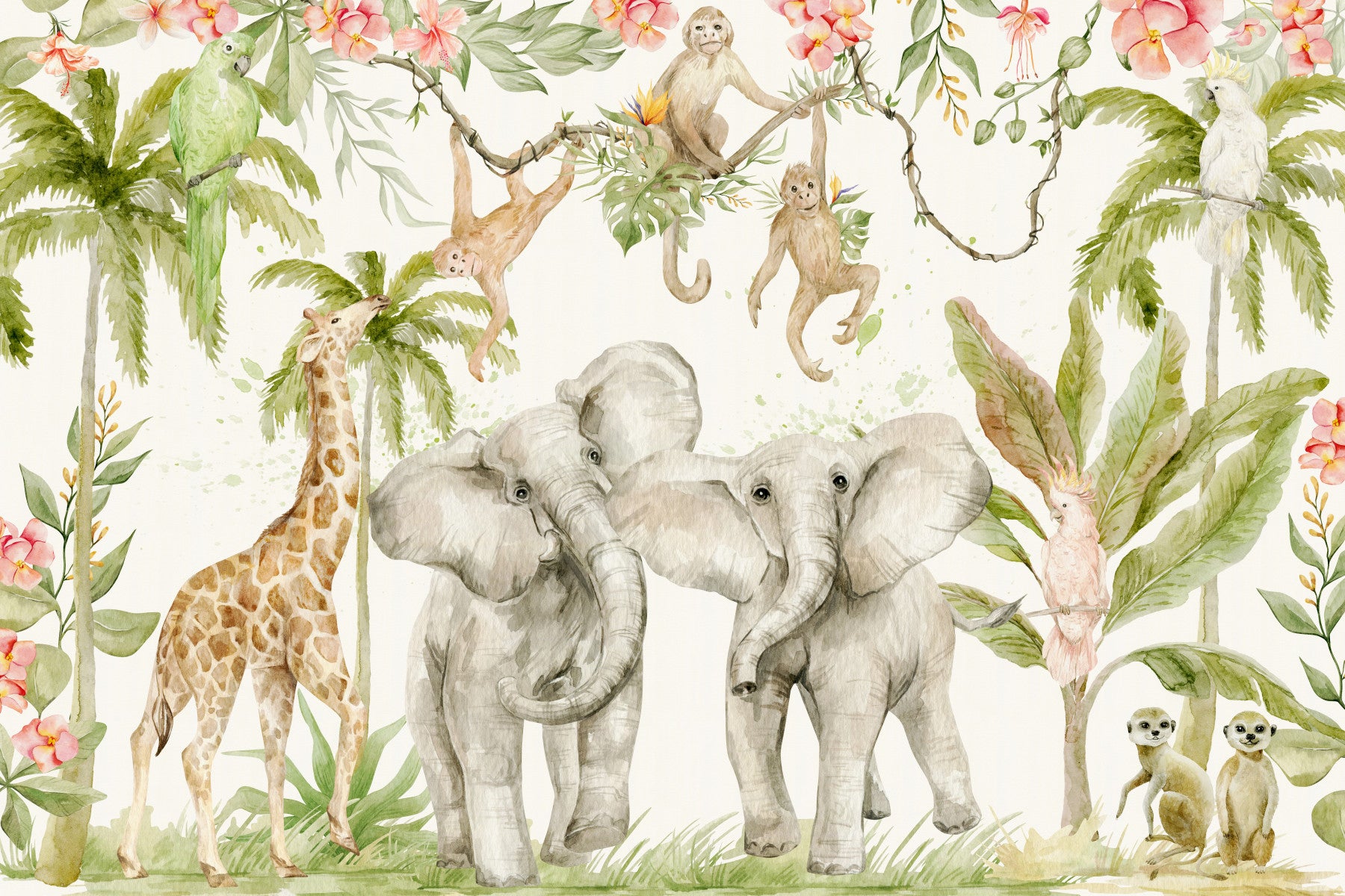 Tropical Wildlife Paradise Wall Mural