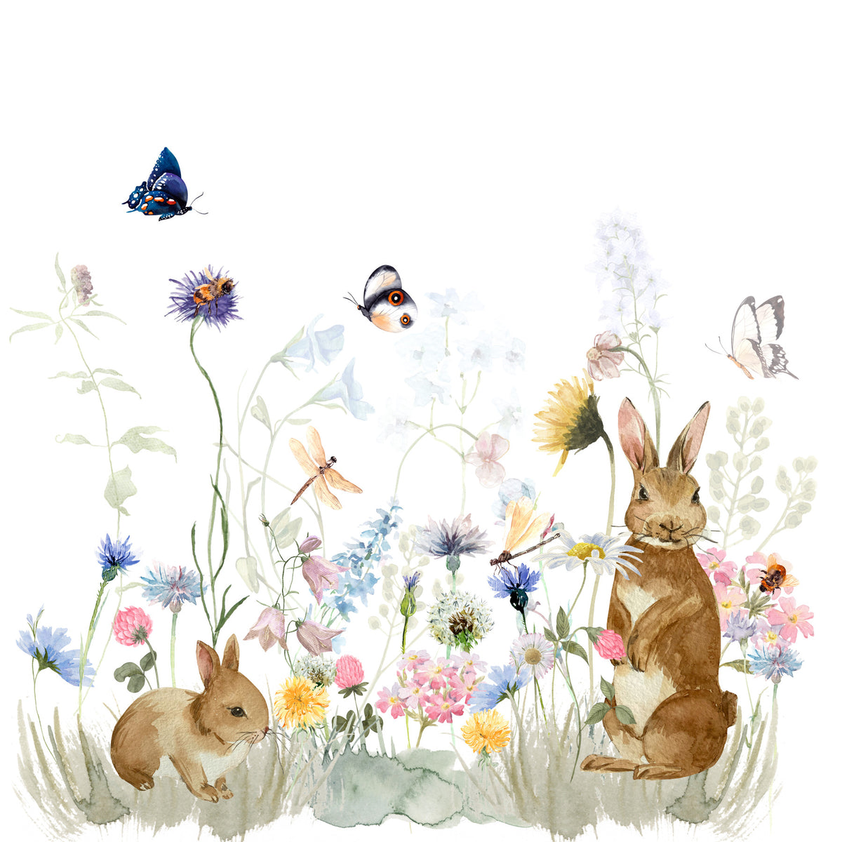 Secret Garden Rabbits Wall Mural in your room — zoomed