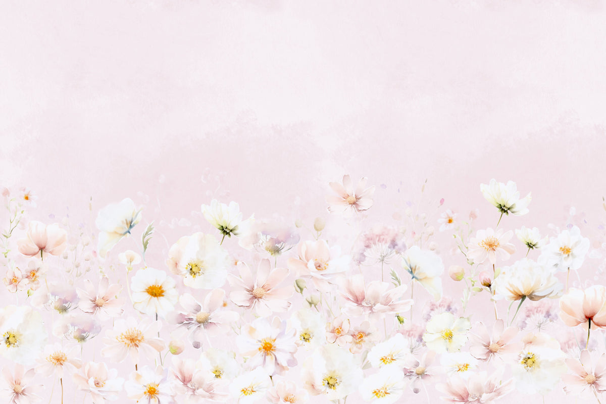 Blush Blossom Meadow Wall Mural