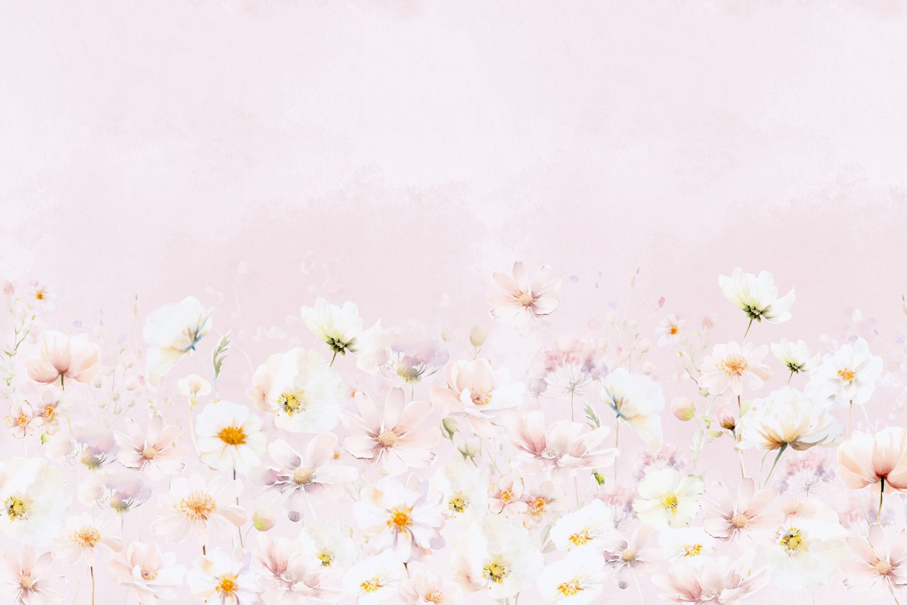 Blush Blossom Meadow Wall Mural in your room — zoomed