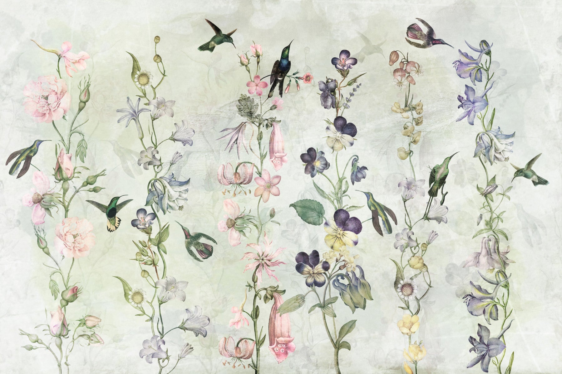 Serene Garden Escape Wall Mural in your room — zoomed