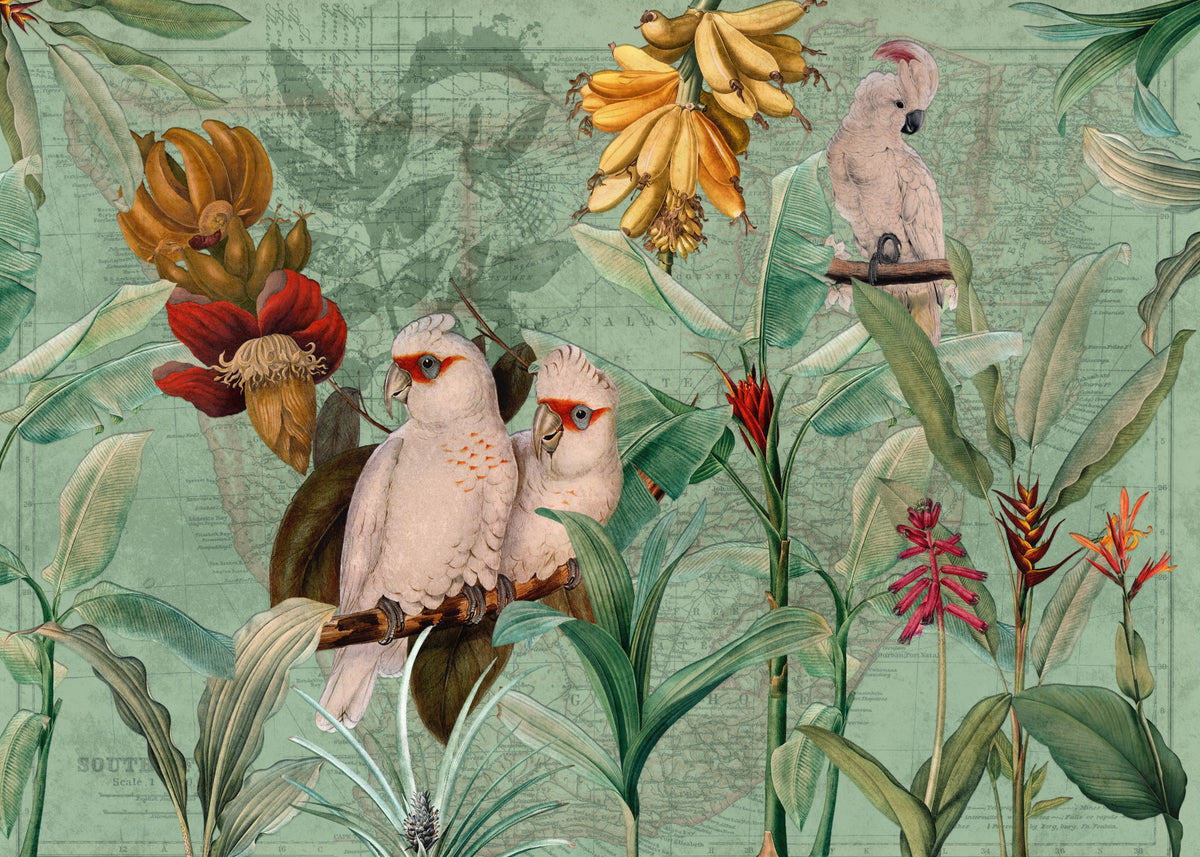 Vintage Tropical Voyage Wall Mural in your room