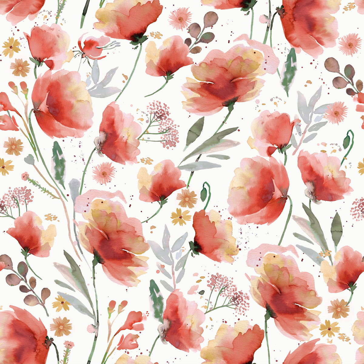 Poppies Meadow Orange Wallpaper⁠ in your room