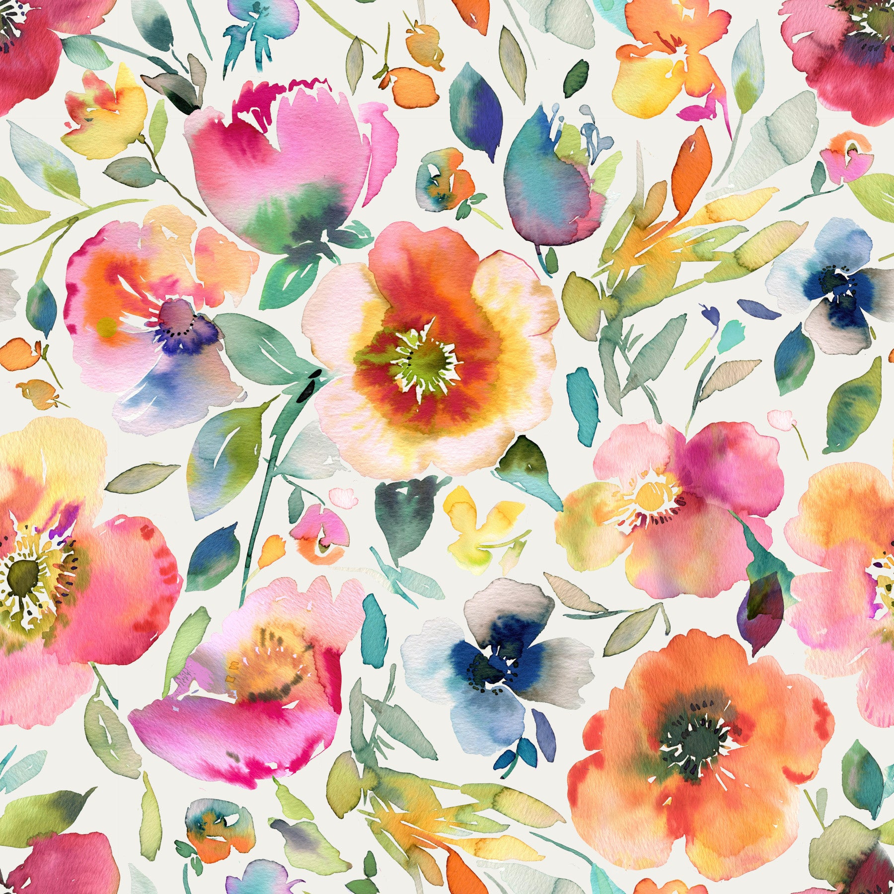 Psychedelic Spring Poppies Vintage Orange Wallpaper⁠ in your room — zoomed
