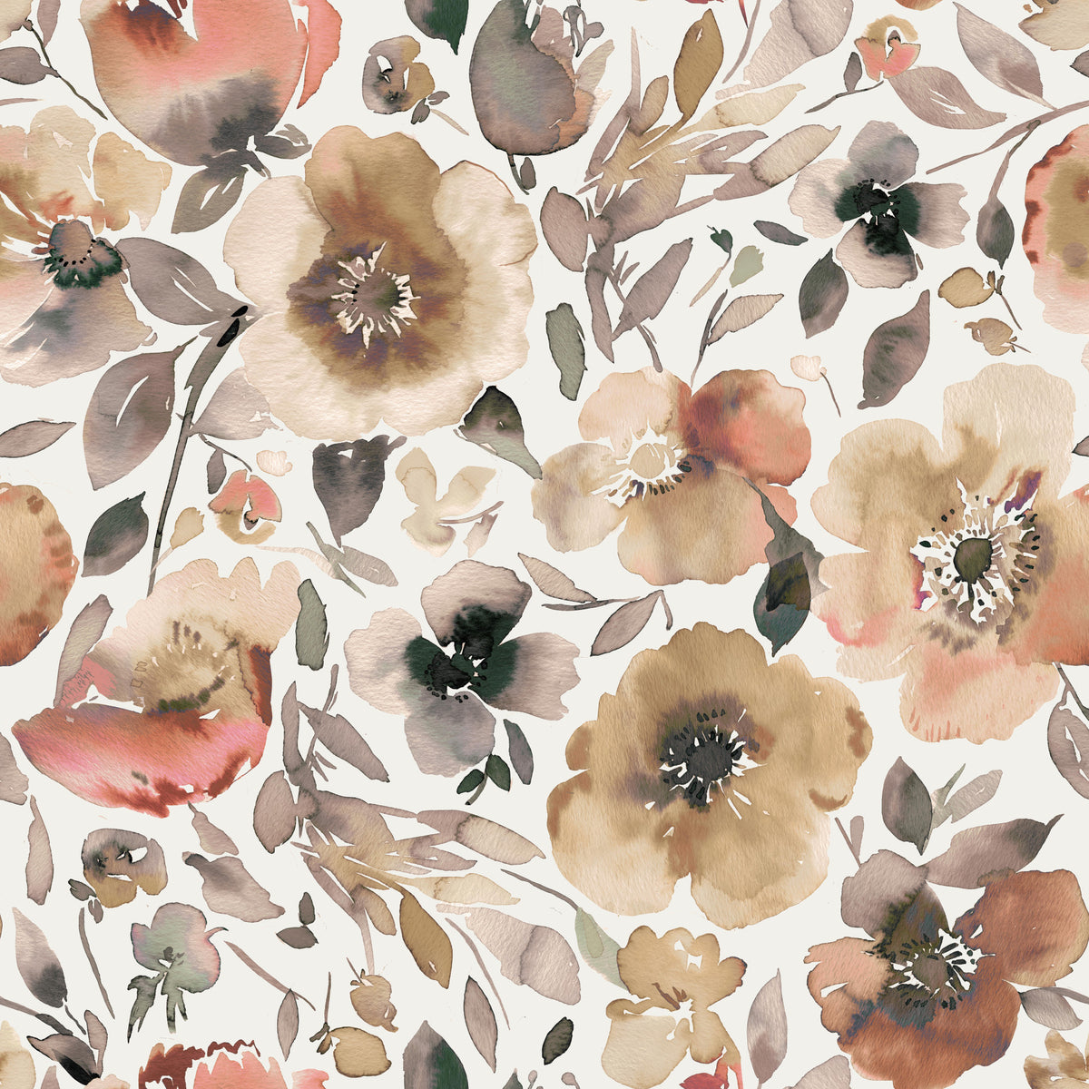 Psychedelic Spring Poppies Vintage Rustic Wallpaper⁠ in your room