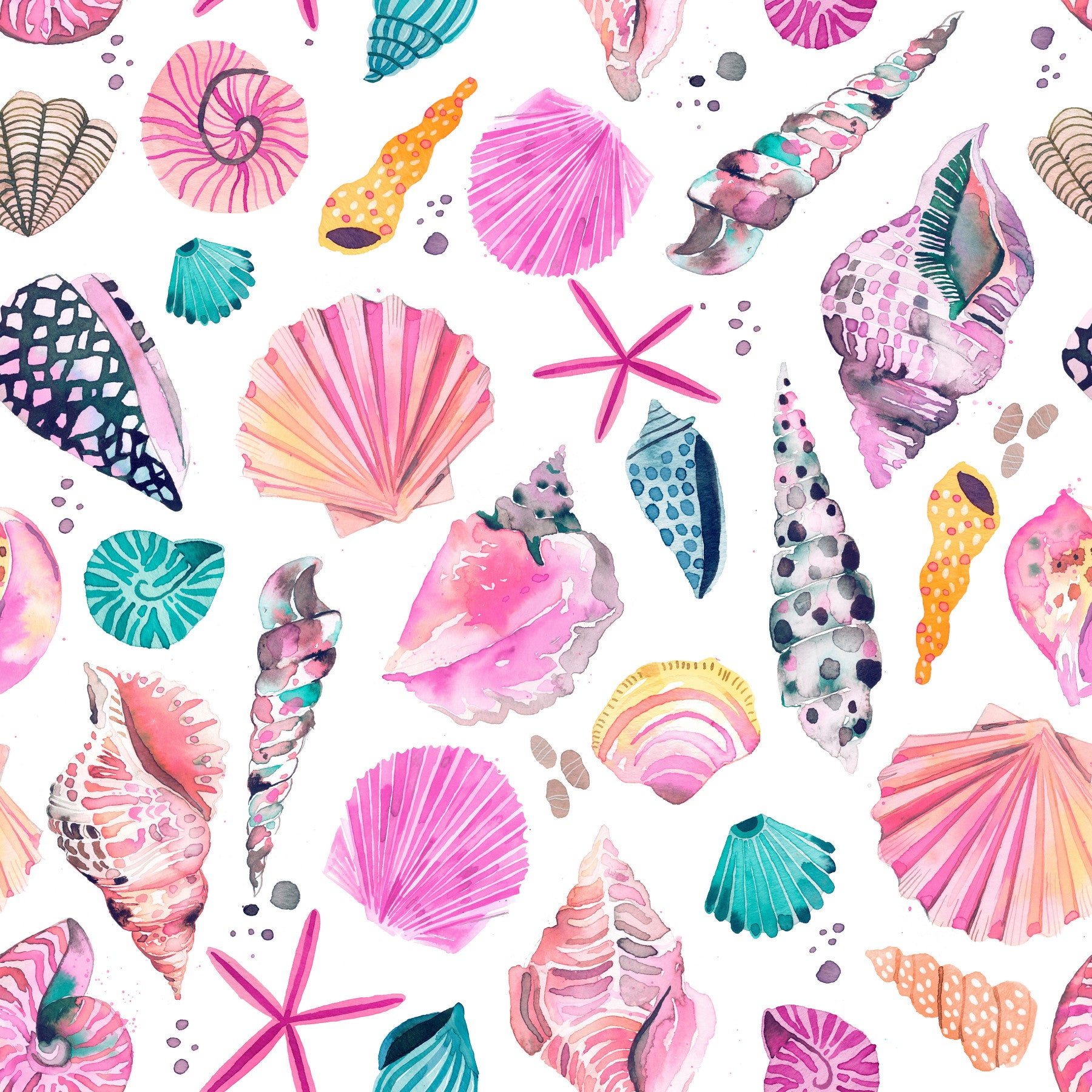 Sea Shells Marine Coastal Summer Pink Wallpaper⁠ in your room — zoomed