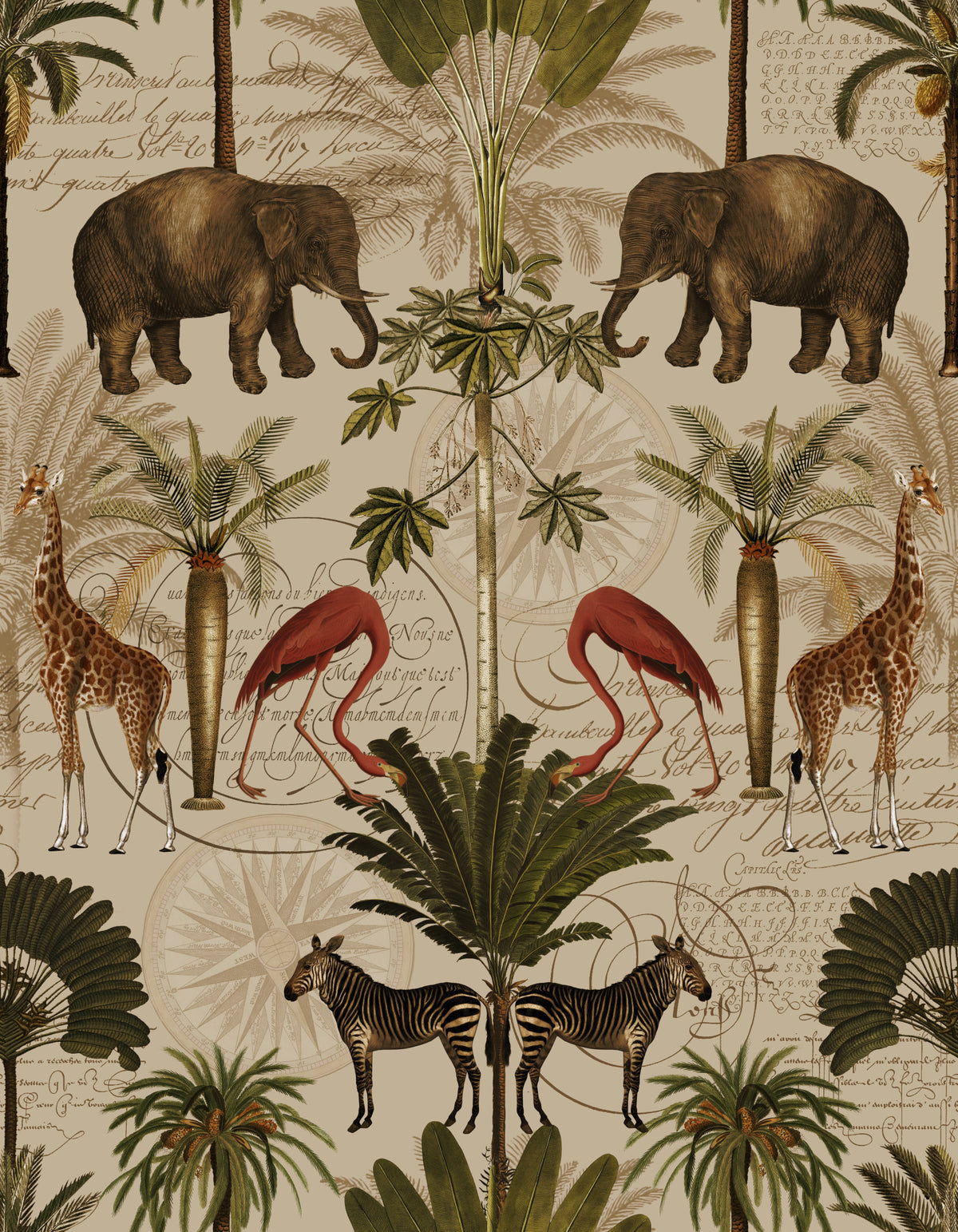 Vintage Jungle Paradise Wallpaper⁠ in your room — zoomed