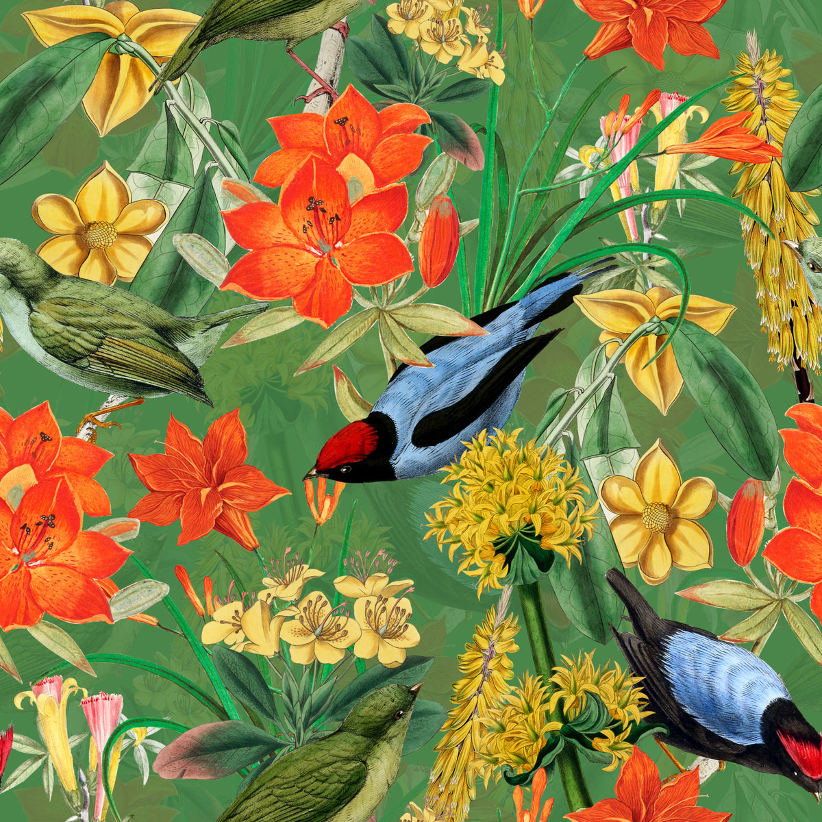 Botanical Birdsong Wallpaper⁠ in your room — zoomed