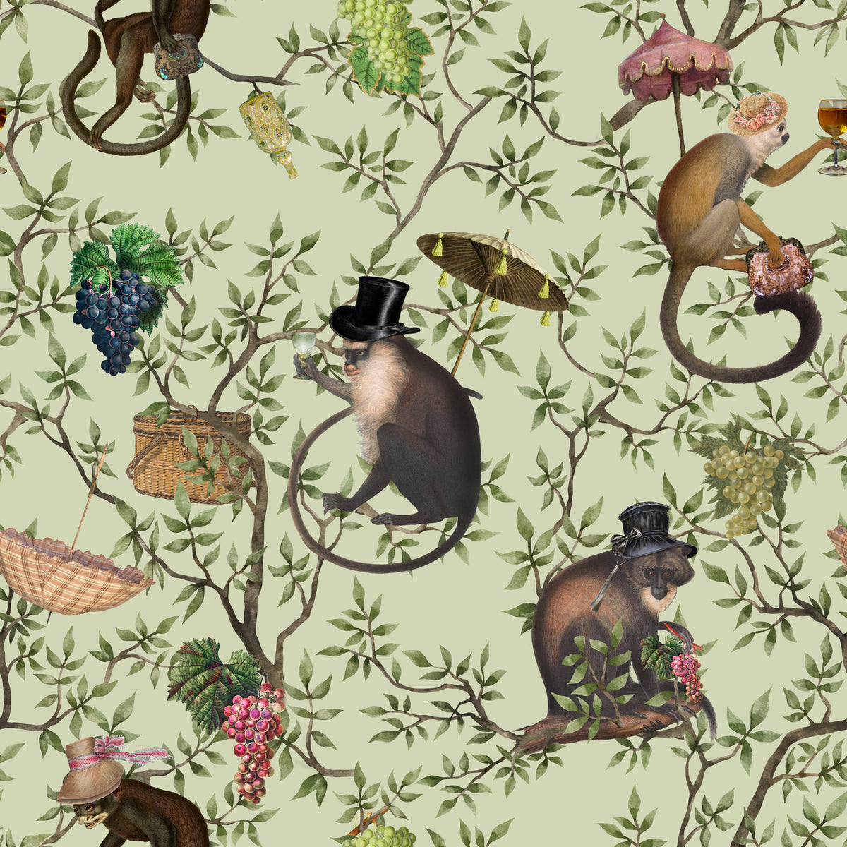 A Primate's Afternoon Tea Wallpaper⁠ in your room — zoomed
