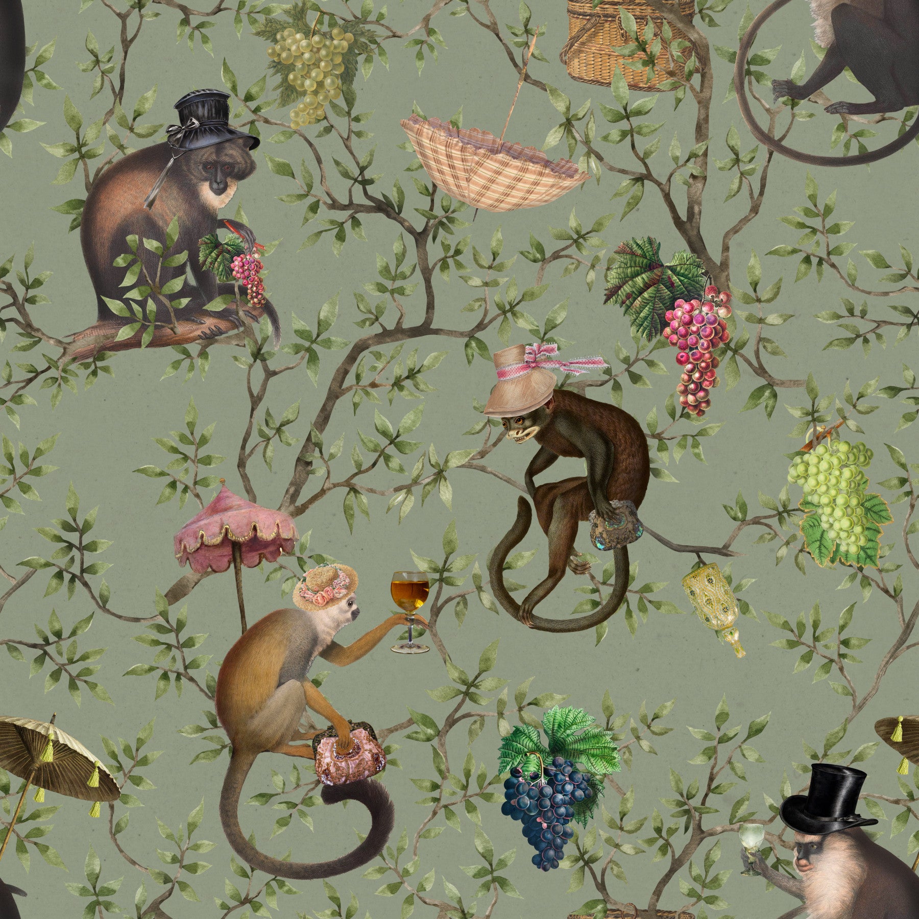 Monkeys in the Vineyard Wallpaper⁠