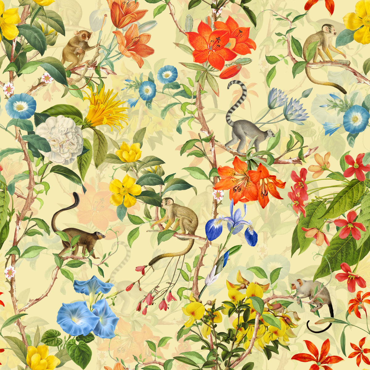 Vintage Primate Paradise Wallpaper⁠ in your room — zoomed