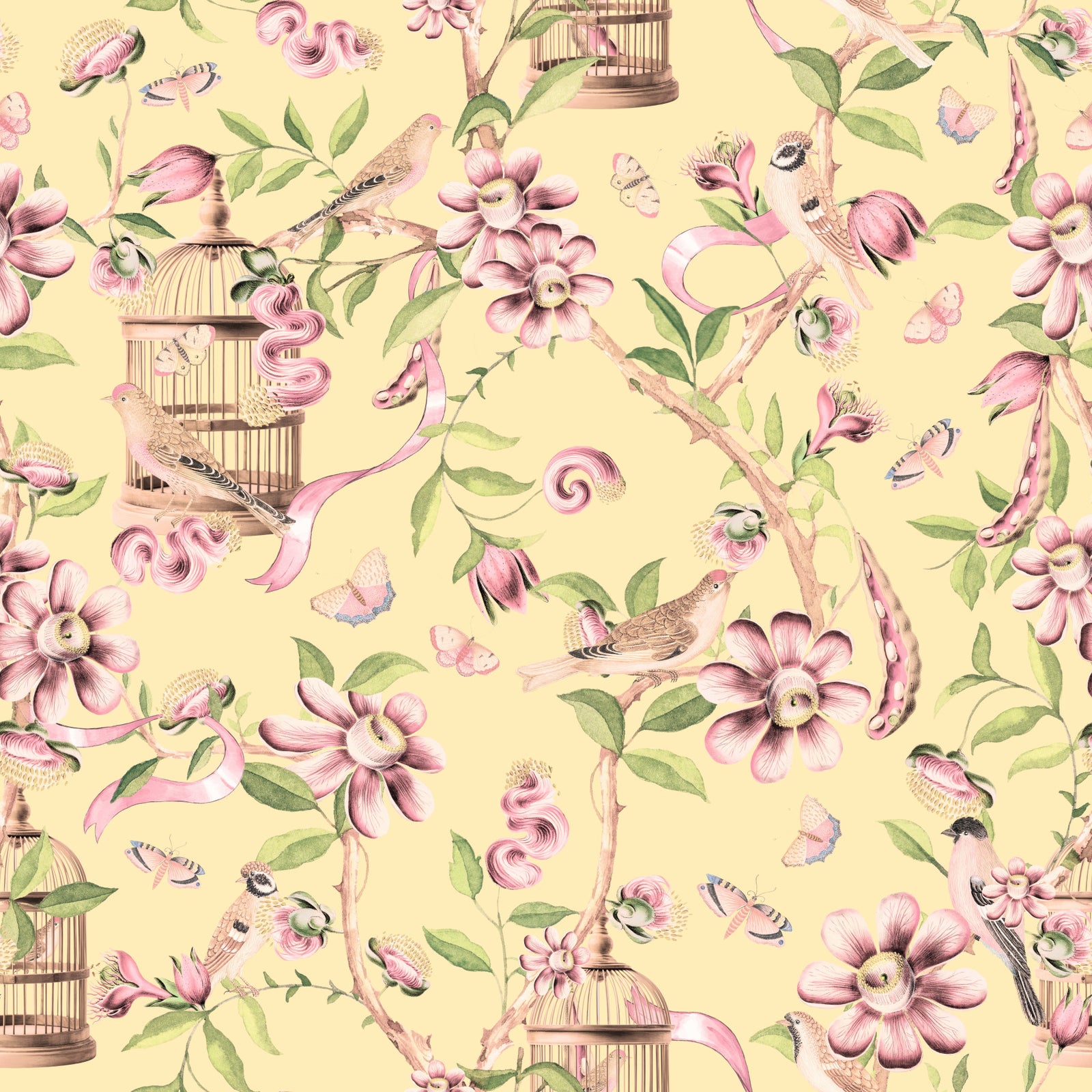 Romantic Chinoiserie Birds Wallpaper⁠