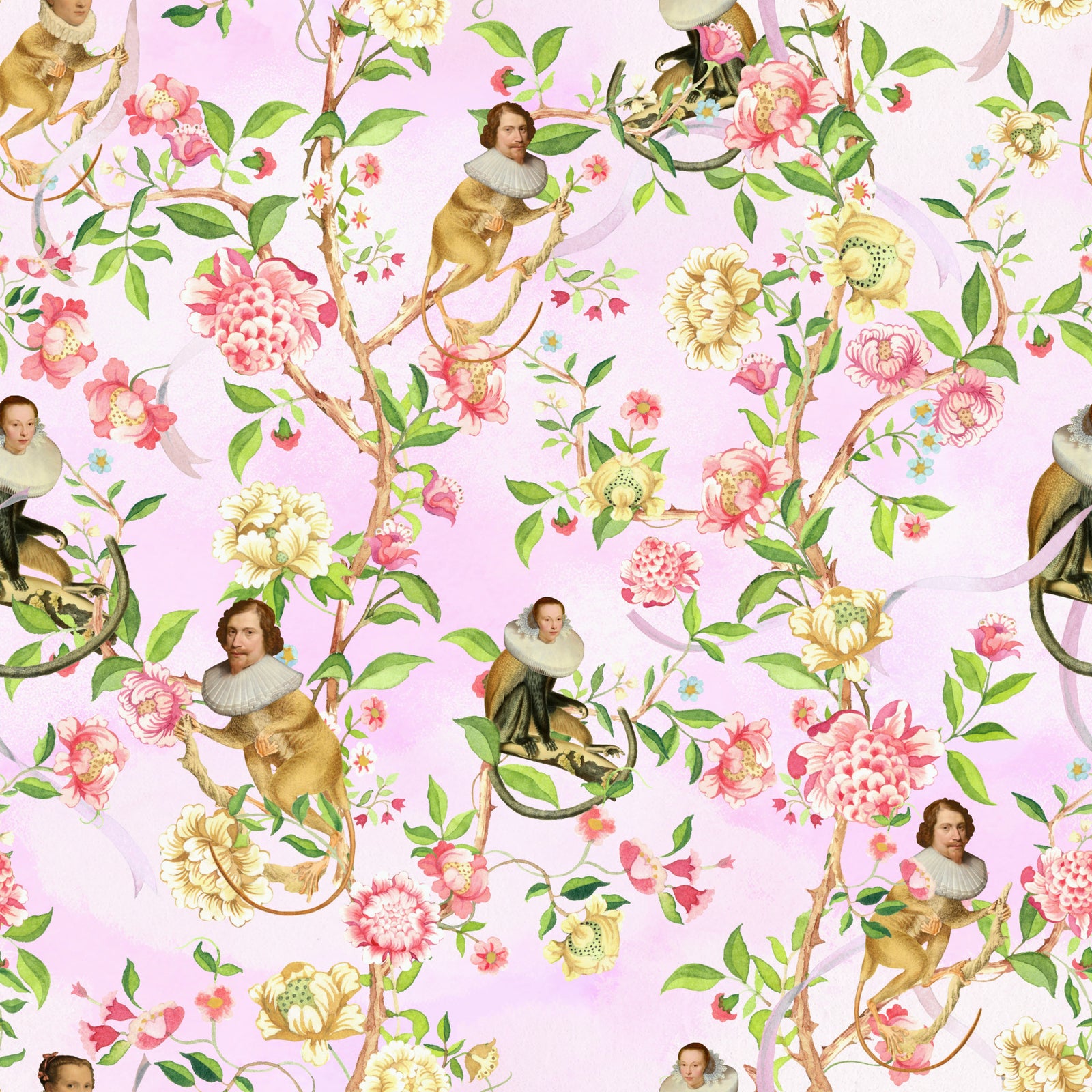 Aristocratic Monkeys in Bloom Wallpaper⁠ in your room