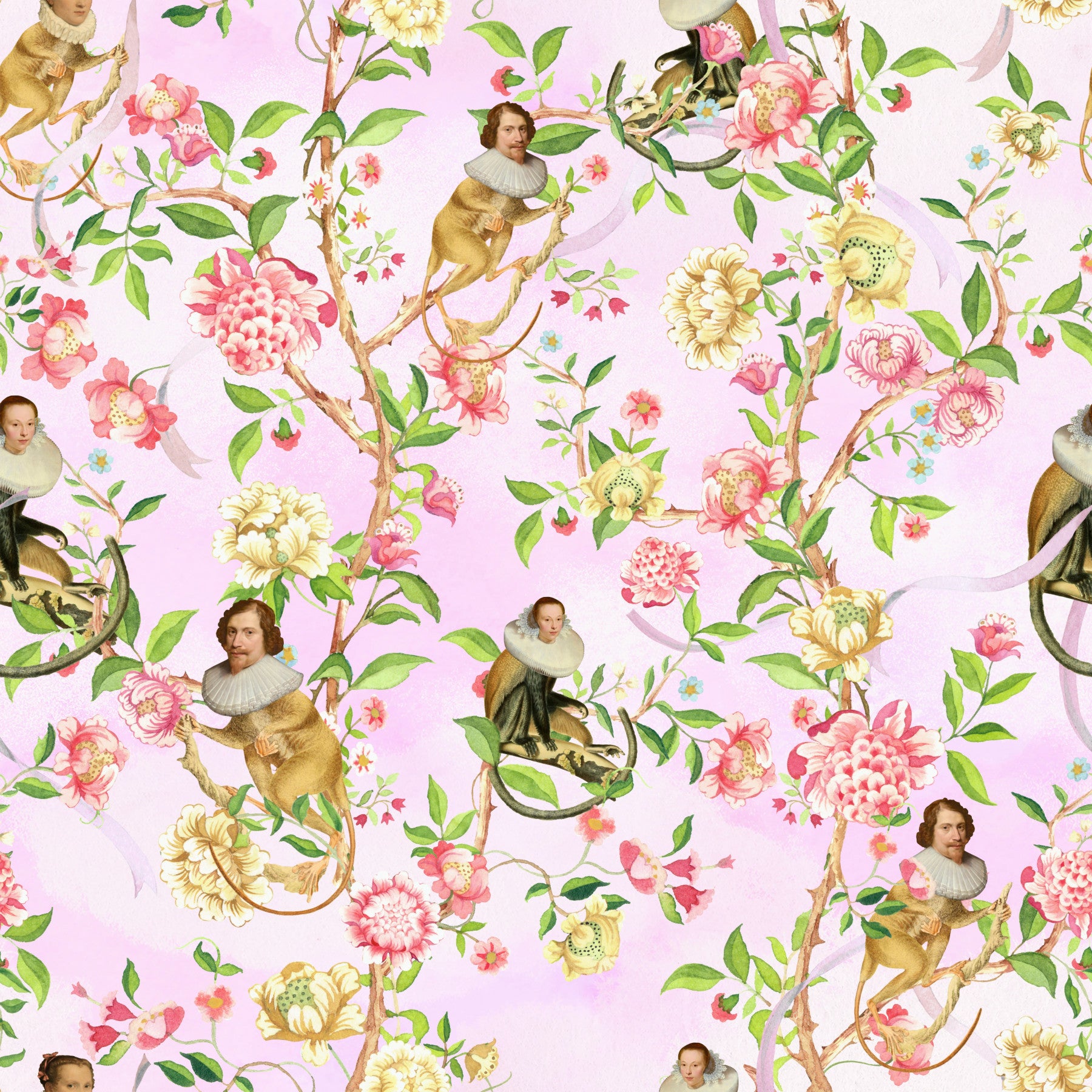 Aristocratic Monkeys in Bloom Wallpaper⁠