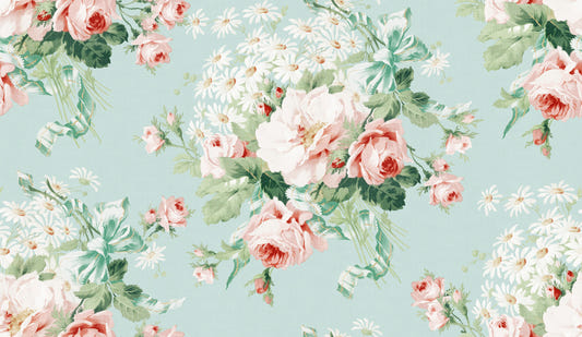Romantic Rose & Daisy Garden Wallpaper⁠