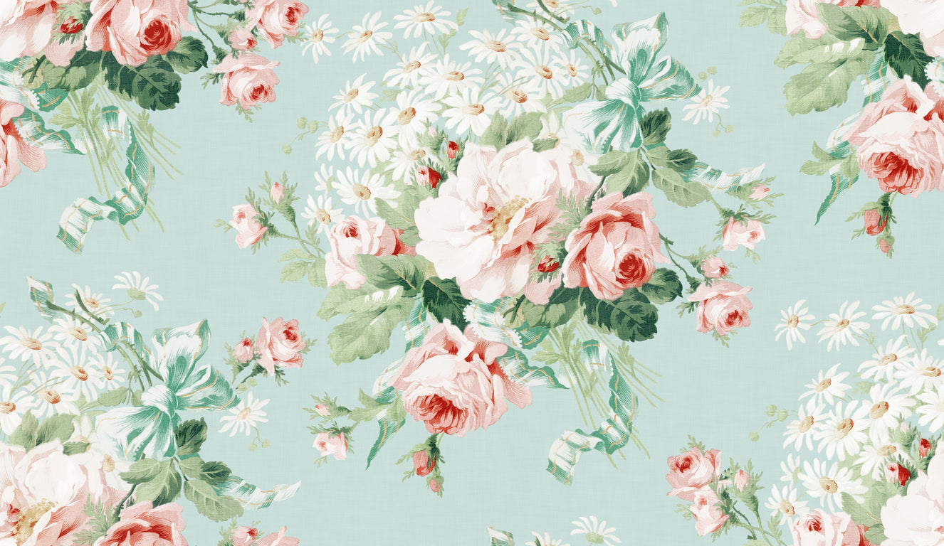 Romantic Rose & Daisy Garden Wallpaper⁠