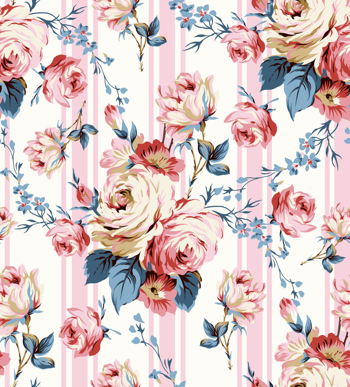 Blush Rose & Stripe Wallpaper⁠