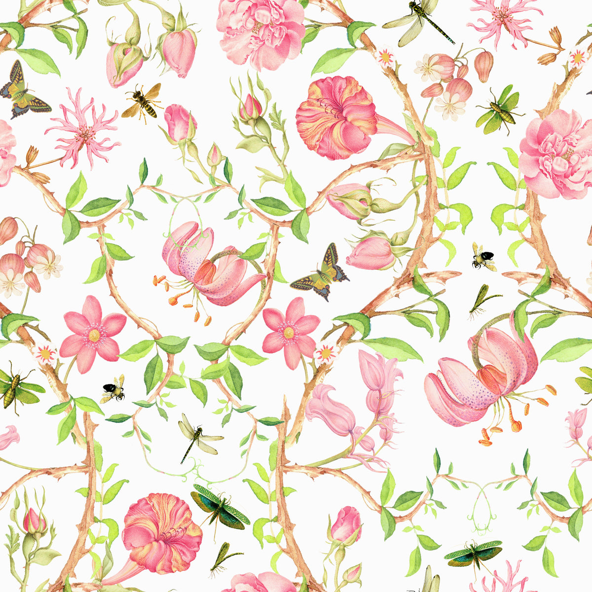 Pink Paradise Bloom Wallpaper⁠ in your room — zoomed
