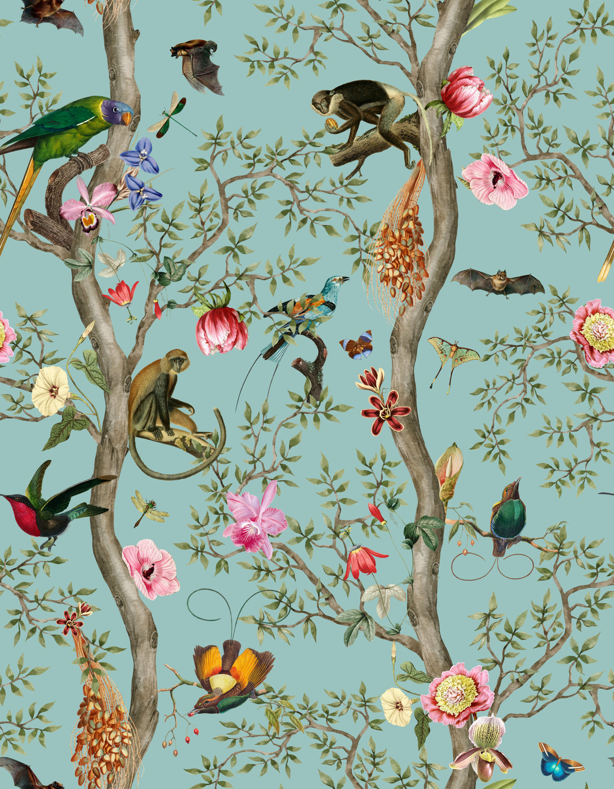 Tropical Paradise Birds 2 Wallpaper⁠ in your room — zoomed