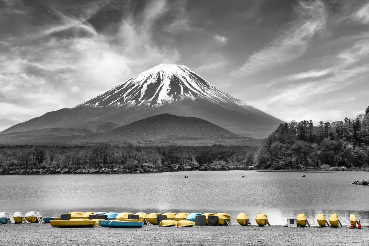 Idyllic Lake Shoji with majestic Mount Fuji | colorkey Wall Mural in your room