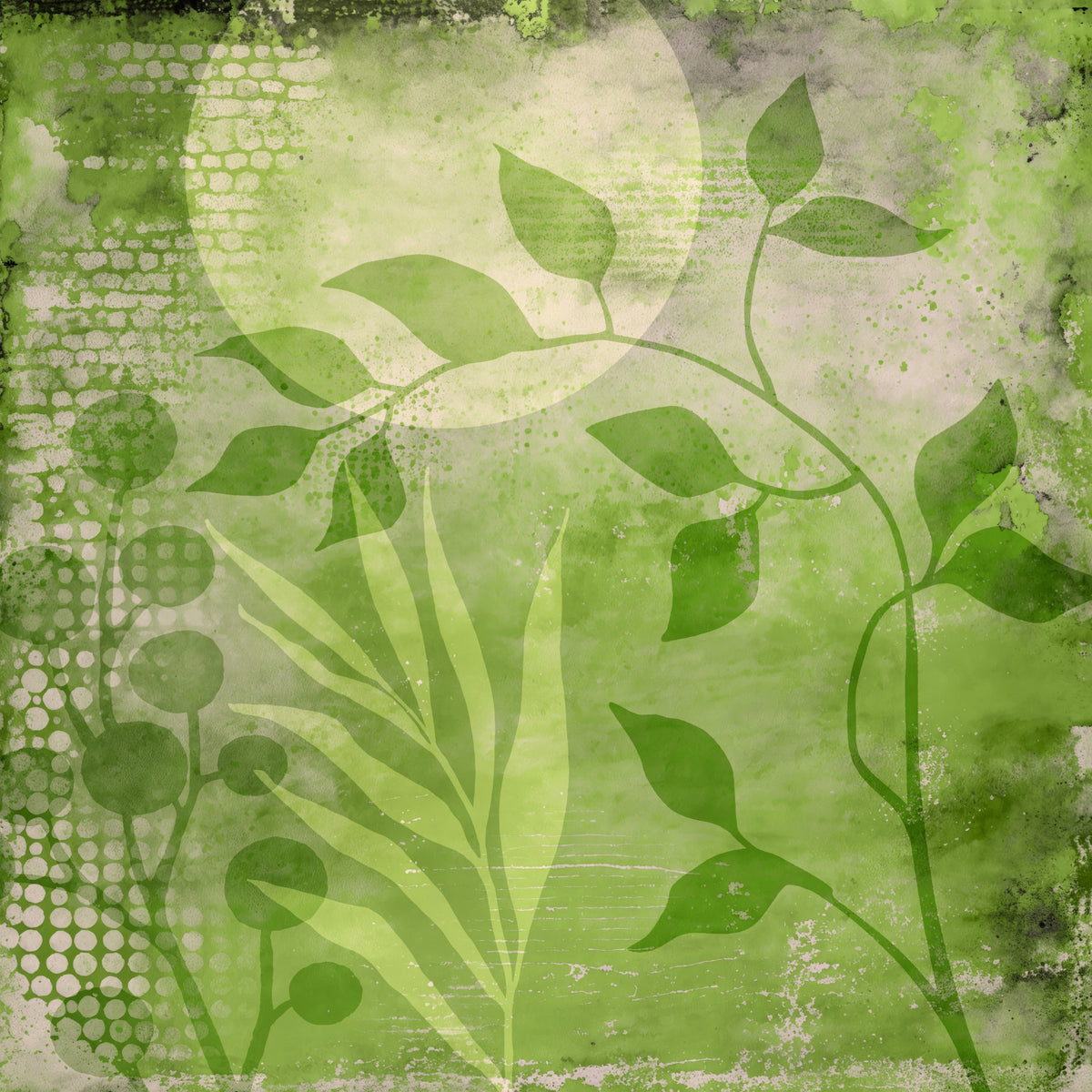 Abstract Greenery Mixed Media Art Wall Mural in your room