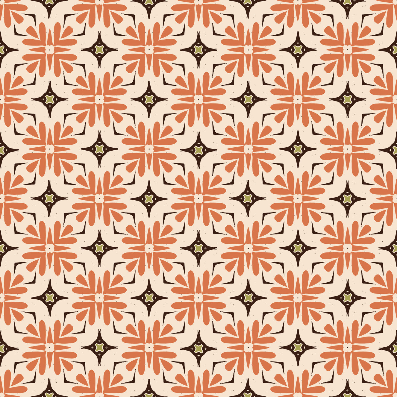 Bohemian Organic Tile Orange Wallpaper⁠