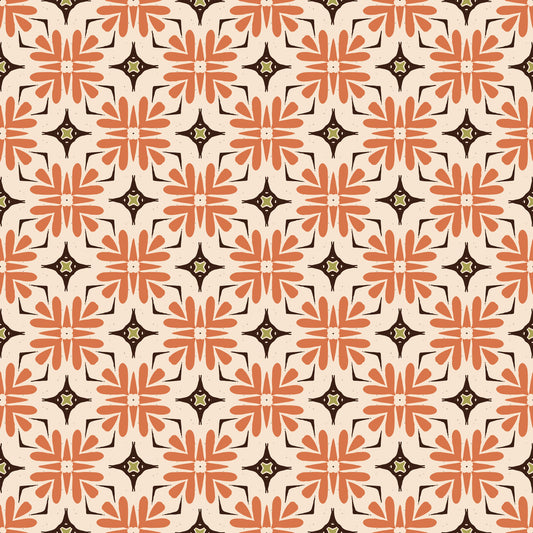 Bohemian Organic Tile Orange Wallpaper⁠