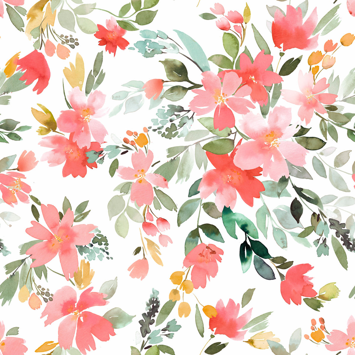 Summer Oleander Floral Coral Wallpaper⁠ in your room — zoomed