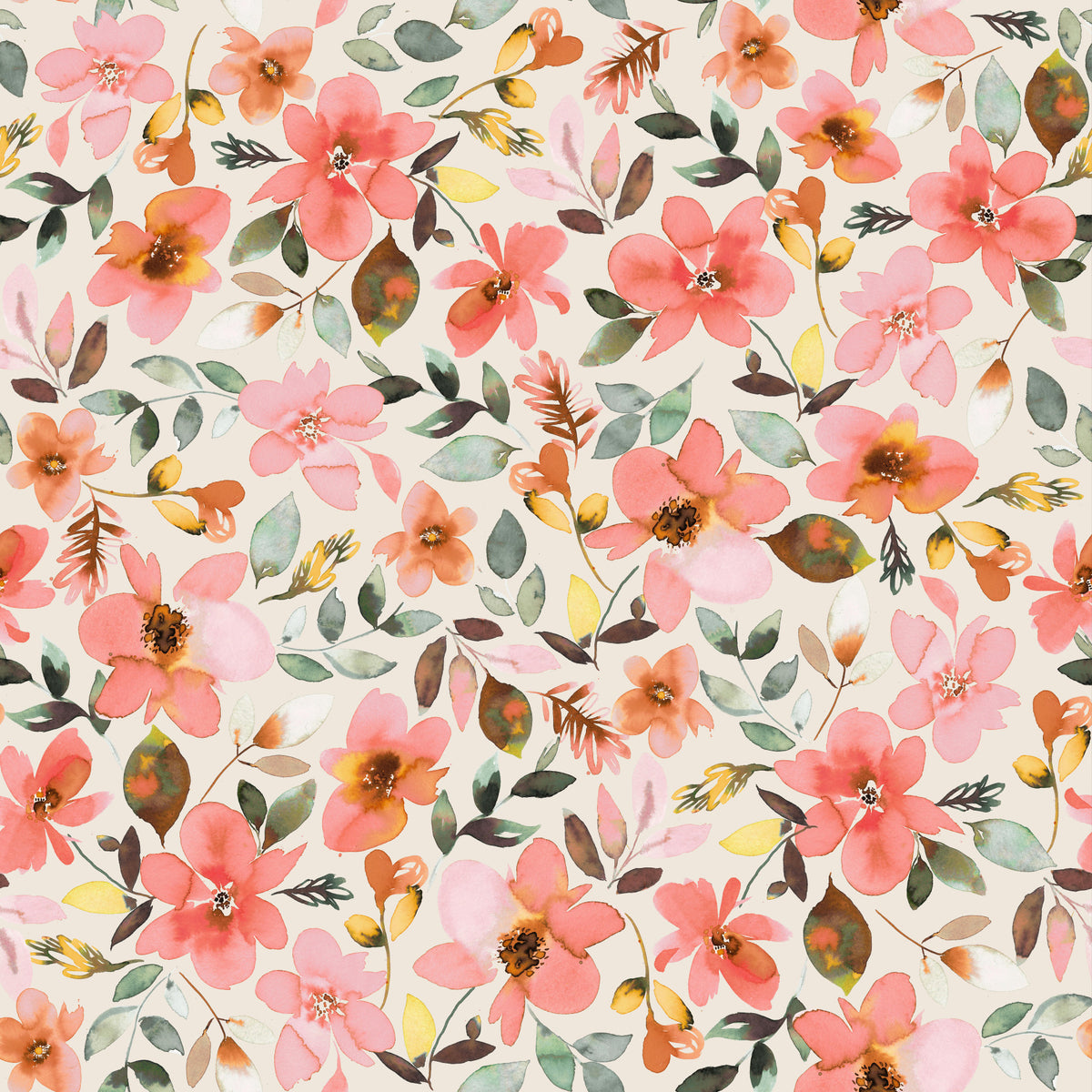 Tropical Flowers  Cream Coral Sand Wallpaper⁠ in your room