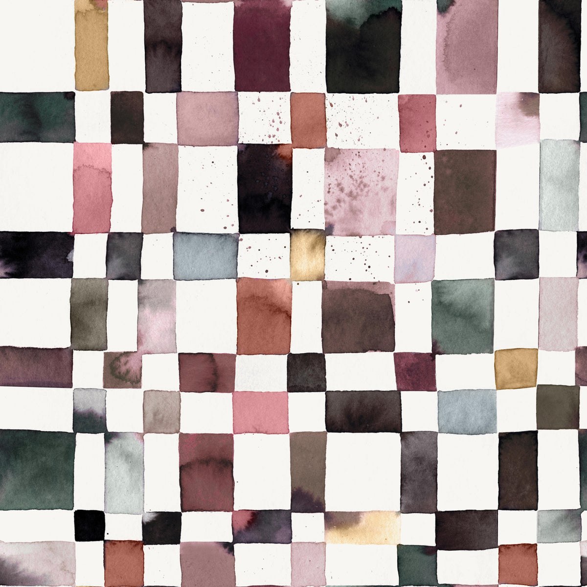 Watercolor Checker Geometric Wallpaper⁠