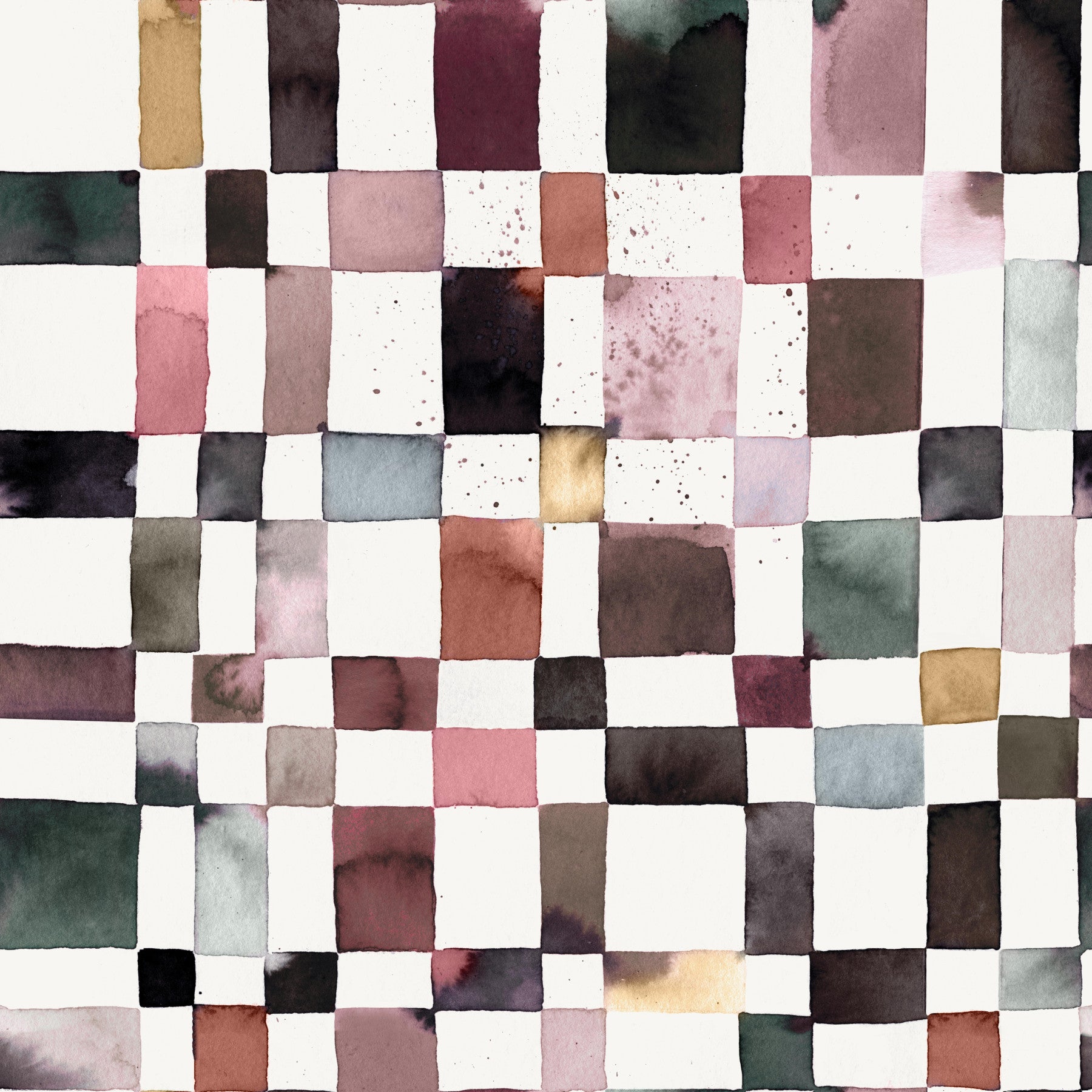 Watercolor Checker Geometric Wallpaper⁠ in your room — zoomed
