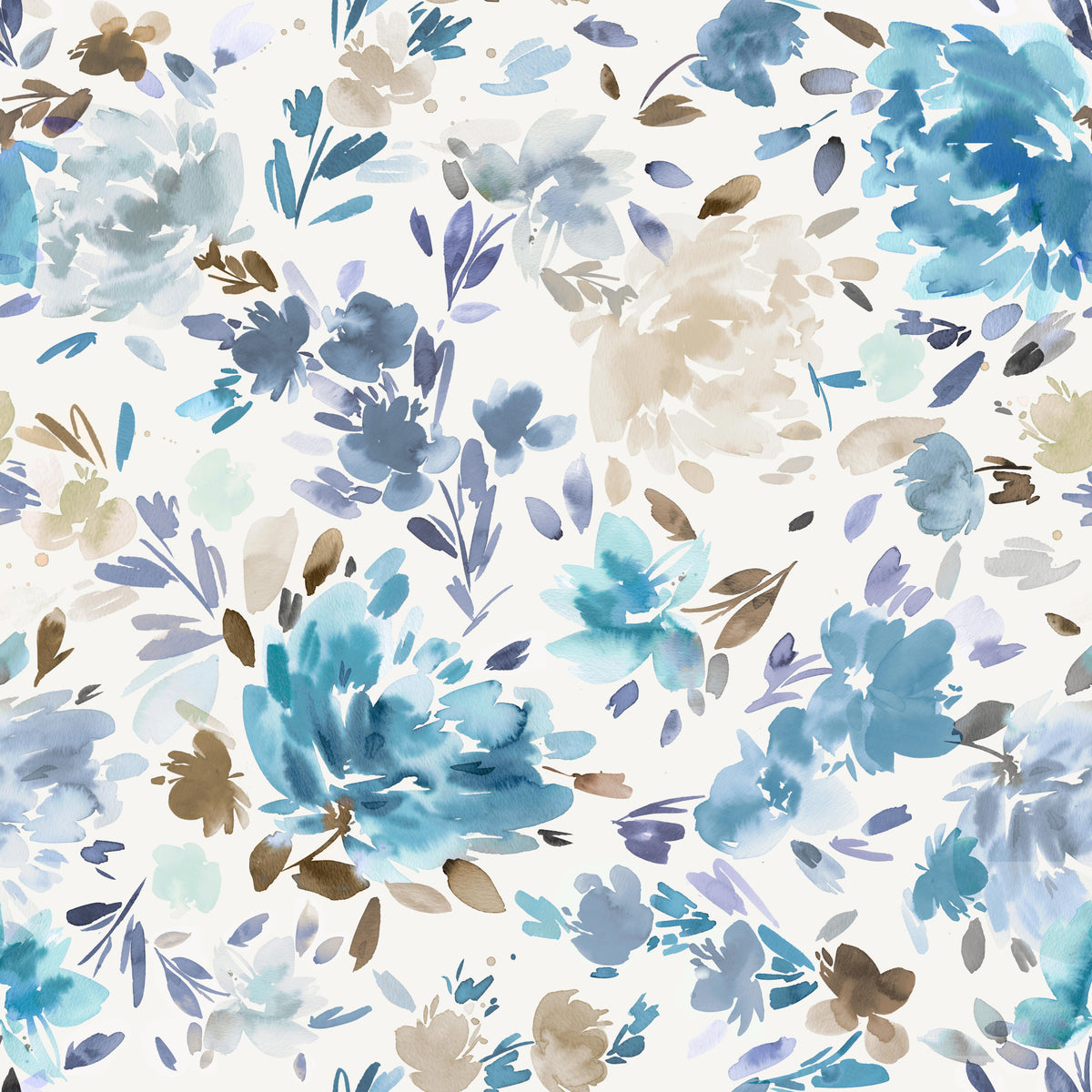Watercolor Classy Roses Blue Wallpaper⁠ in your room