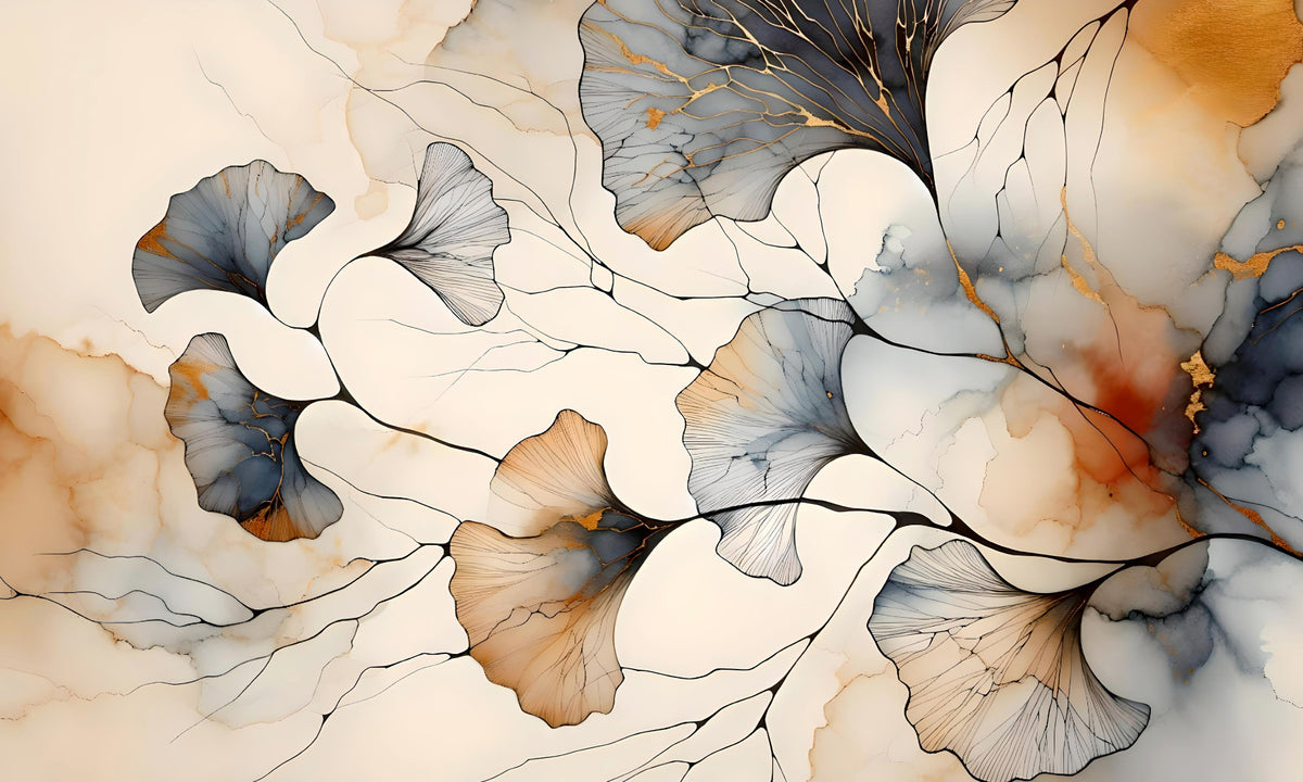 Gilded Ginkgo Elegance Wall Mural in your room