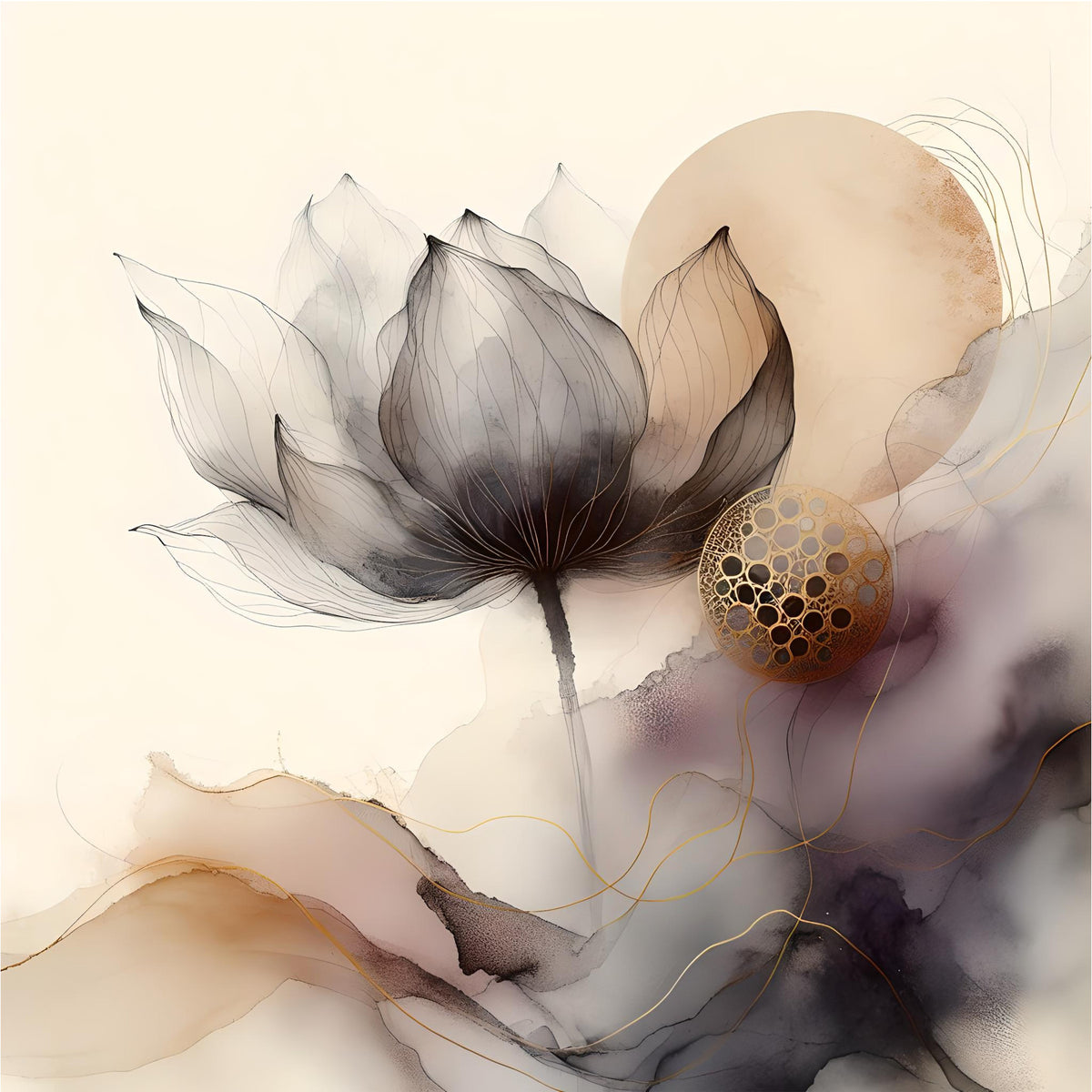 Ink Wash Floral Haze Wall Mural in your room