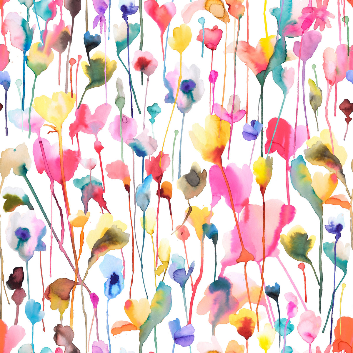 Wild Flowers Watercolor Pink Wallpaper⁠ in your room — zoomed