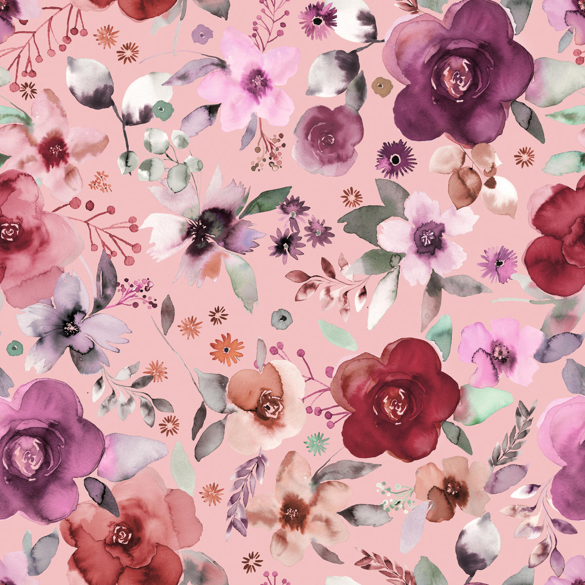 Wintery Bouquets Flowers Soft Pink Wallpaper⁠ in your room
